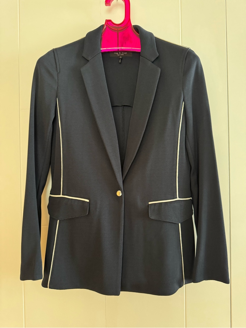 Rag & Bone Structured Navy Blazer with Contrast Piping - NEW - Size 4